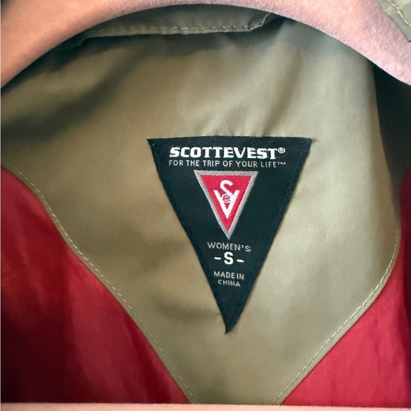 Scottevest Olive Jacket with Red/Pink Lining - Picture 7 of 7